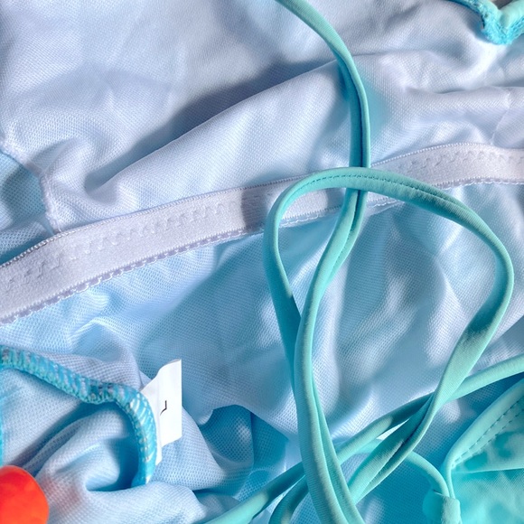 VIAFLY High Waist Sexy Solid High Cut Lace Up Halter One Piece Swimsuit, Size L - Picture 5 of 7